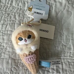 Miniso Cream and Brown Ice Cream Cone Keychain
